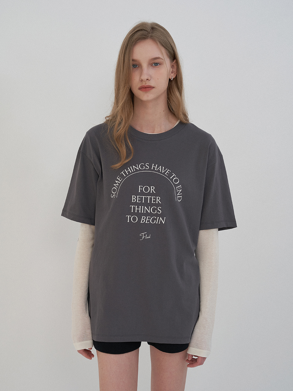 Lettering Print T-Shirt (Charcoal)